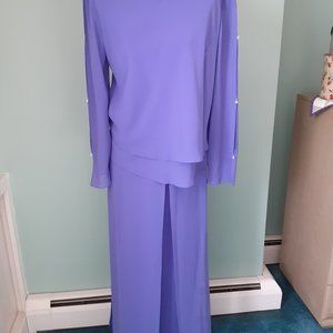 URSULA OF SWITZERLAND FORMAL FULL LENGTH SKIRT AND TOP PERIWINKLE SIZE 8 USA